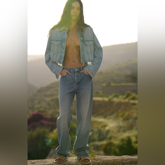 NWT ZARA BACK RIPPED TRF MID-RISE BAGGY JEANS Sz 6 - Picture 12 of 14